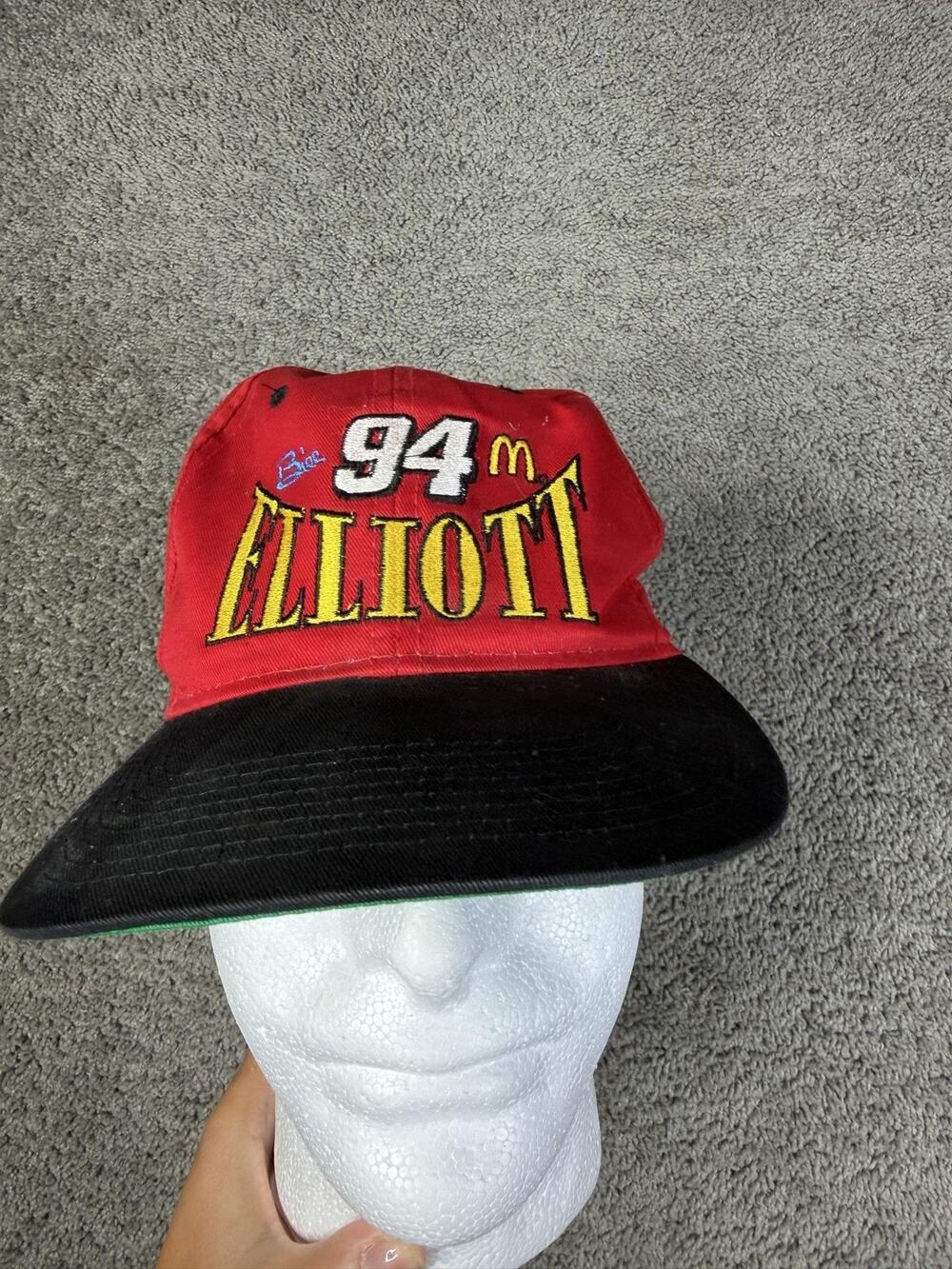 Vintage Bill Elliott 94 Mcdonalds Hat Cap Mens One Size Red Black NASCAR Racing